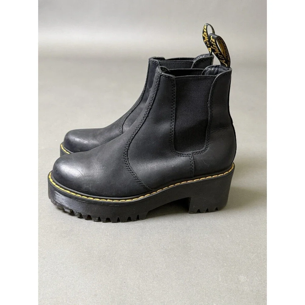 Dr Martens Rometty Wyoming Platform Chelsea Black Boots Women Size 6 US AW004